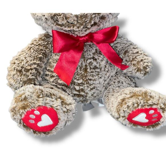 Animal Adventure Plush Teddy Bear Heart Frosted Stuffed Nursery Decor Ribbon 12" - Picture 4 of 10